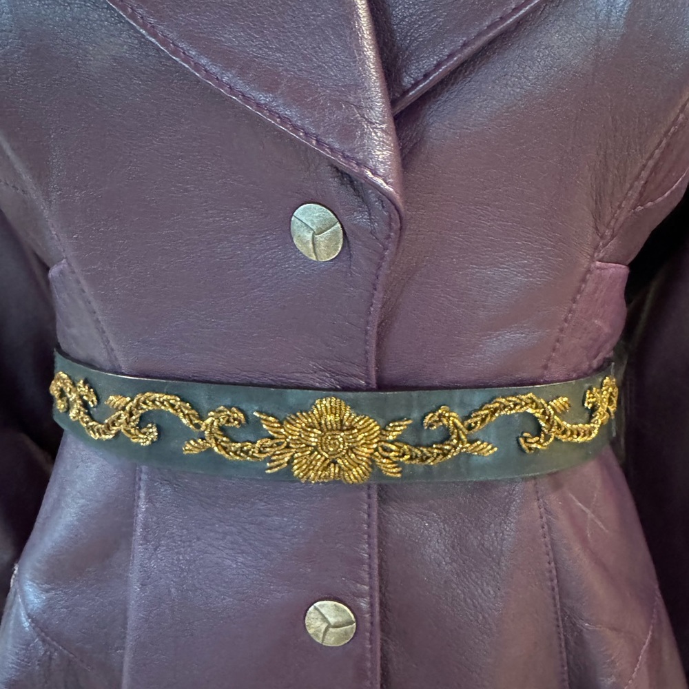Alyson Eastman leather embroidered belt
